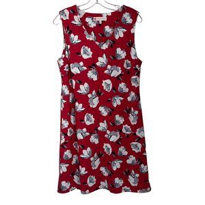 Jude Connally Juliet Dress Red White Floral Sleeveless V-Neck Large L Women's